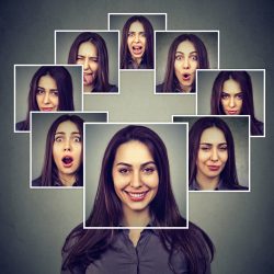 Portrait,Of,A,Happy,Masked,Woman,Expressing,Different,Emotions